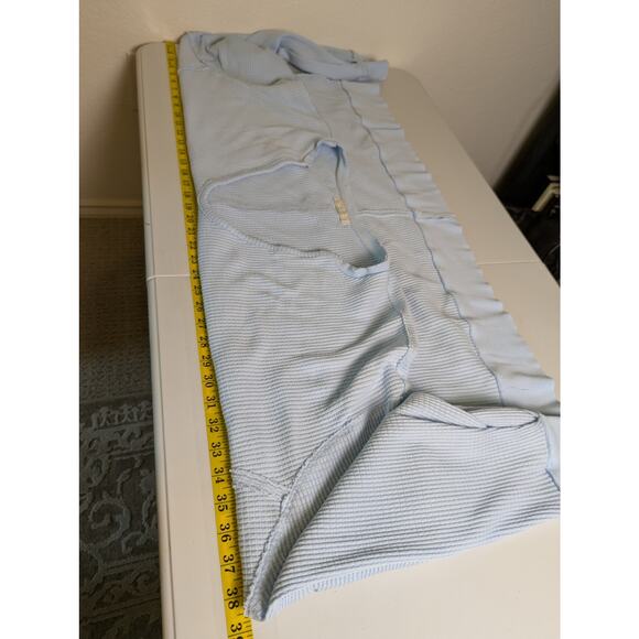 We The Free People Buttercup Blue Waffle Knit Thermal Oversized Top Women L - Picture 12 of 13